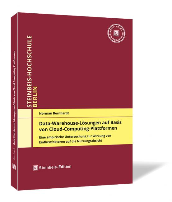Buchcover von 'Data-Warehouse-Lösungen auf Basis von Cloud-Computing-Plattformen' von Norman Bernhardt, mit rotem Hintergrund und gelbem Textfeld.