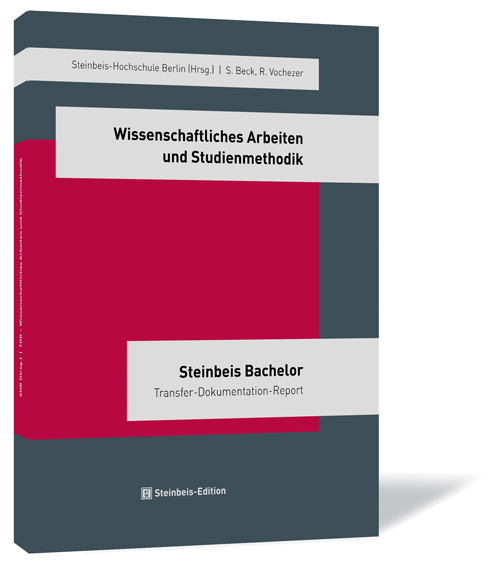 Buchcover von 'Wissenschaftliches Arbeiten und Studienmethodik' von Renate Vochezer und Simon Beck, mit rotem Hintergrund und grauen Akzenten