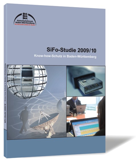 Buchcover von 'SiFo-Studie 2009/10' von Sicherheitsforum Baden-Württemberg, mit drei Bildern und grau-blauem Hintergrund.