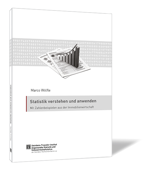 Buchcover von 'Statistik verstehen und anwenden' von Marco Wölfle, mit einem Diagramm auf einem Blatt Papier in schwarz-weiß.