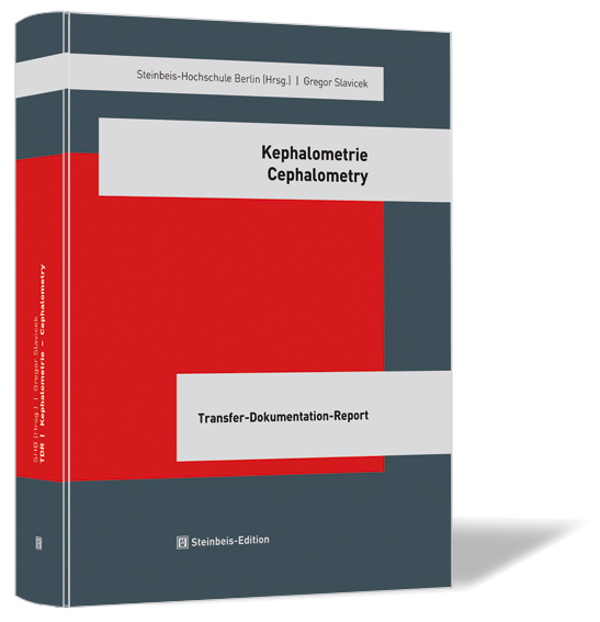 Buchcover von 'Kephalometrie – Cephalometry' von Steinbeis-Hochschule (Hrsg.) | Gregor Slavicek, mit rotem Hintergrund und grauen Akzenten.