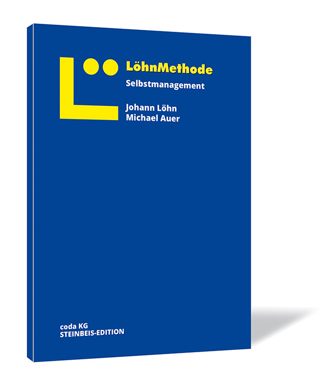 Buchcover von 'Selbstmanagement' von Johann Löhn und Michael Auer, mit dunkelblauem Hintergrund und einem großen gelben 'L' mit zwei Punkten nebeneinander.