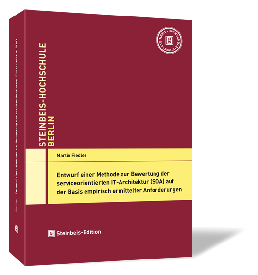 Buchcover von 'Entwurf einer Methode zur Bewertung der serviceorientierten IT-Architektur (SOA)' von Martin Fiedler, mit rotem Hintergrund und gelben Akzenten.
