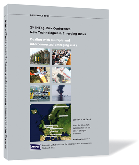 Buchcover von 'iNTeg-Risk Conference 2010' von Aleksandar Jovanovic, Ortwin Renn, Olivier Salvi (Eds.), mit einem grauen Hintergrund und mehreren kleinen Bildern.