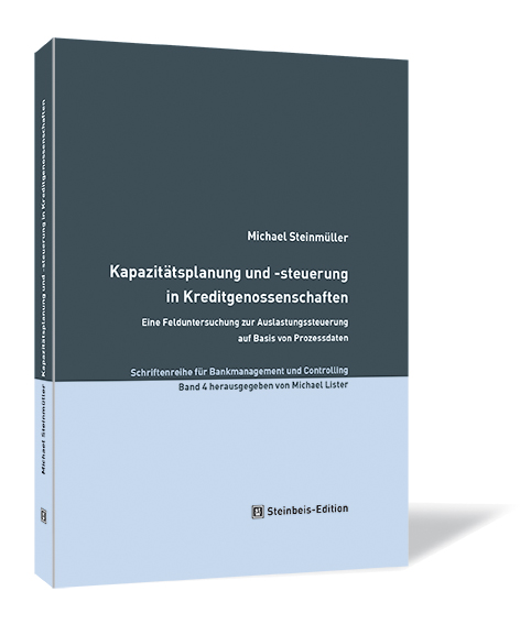 Buchcover 'Kapazitätsplanung und -steuerung in Kreditgenossenschaften' von Michael Steinmüller Buchcover von 'Kapazitätsplanung und -steuerung in Kreditgenossenschaften' von Michael Steinmüller, mit hellblauem und graublauem Hintergrund.