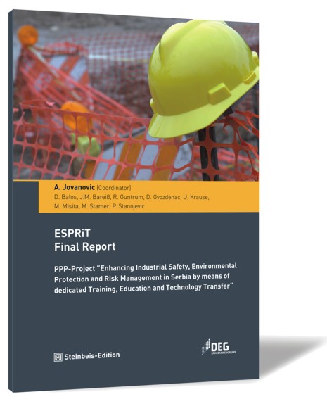 Book cover of 'ESPRiT Final Report' by Aleksandar Jovanovic (Co.), featuring an image of a construction site and a yellow safety helmet.
