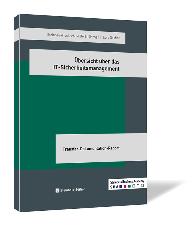 Buchcover von 'Übersicht über das IT-Sicherheitsmanagement' von Lars Geißler, mit grünem Hintergrund und grauen Akzenten.