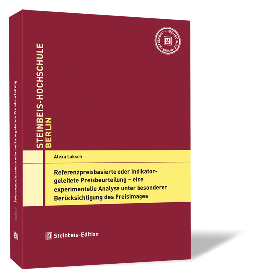 Buchcover von 'Referenzpreisbasierte oder indikatorgeleitete Preisbeurteilung – eine experimentelle Analyse unter besonderer Berücksichtigung des Preisimages' von Alexa Luksch, mit rotem Hintergrund.