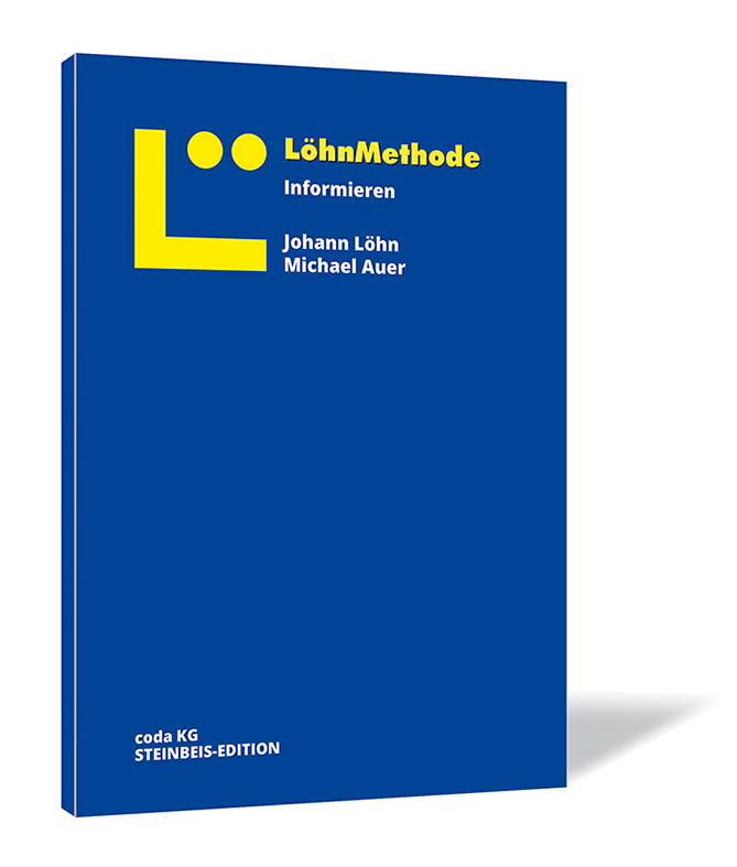 Buchcover von 'Selbstmanagement – Informieren' von Johann Löhn und Michael Auer, mit dunkelblauem Hintergrund und einem großen gelben 'L' mit zwei Punkten nebeneinander.