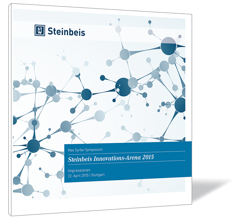Buchcover von 'Steinbeis Innovations-Arena 2015' von Steinbeis-Stiftung, mit einem Bild von vernetzten Knotenpunkten, die technologische Innovationen und Zusammenarbeit symbolisieren.