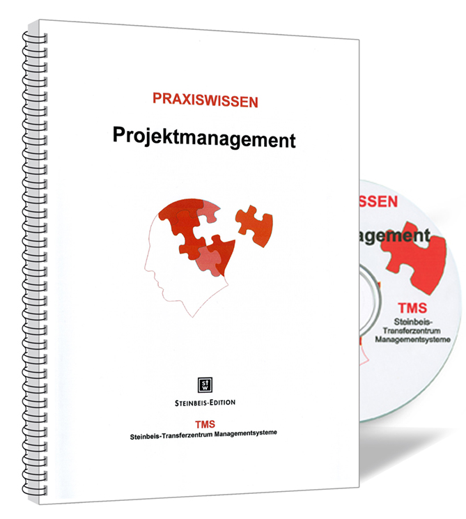 Buchcover von 'Praxiswissen Projektmanagement' von Rainer Göppel, mit einem Kopf, dessen Hinterkopf aus Puzzleteilen besteht, und dem letzten Puzzlestück, das in den Kopf eingesetzt wird.