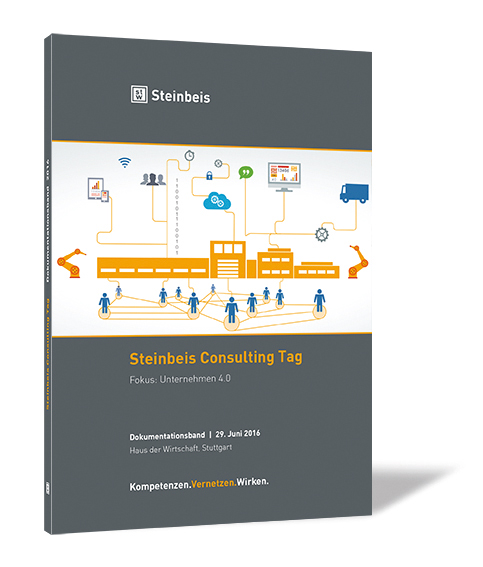 Buchcover 'Steinbeis Consulting Tag 2016' von Steinbeis-Stiftung, mit einer grafischen Darstellung von Datenverbindungen und Cloud-Symbolen.