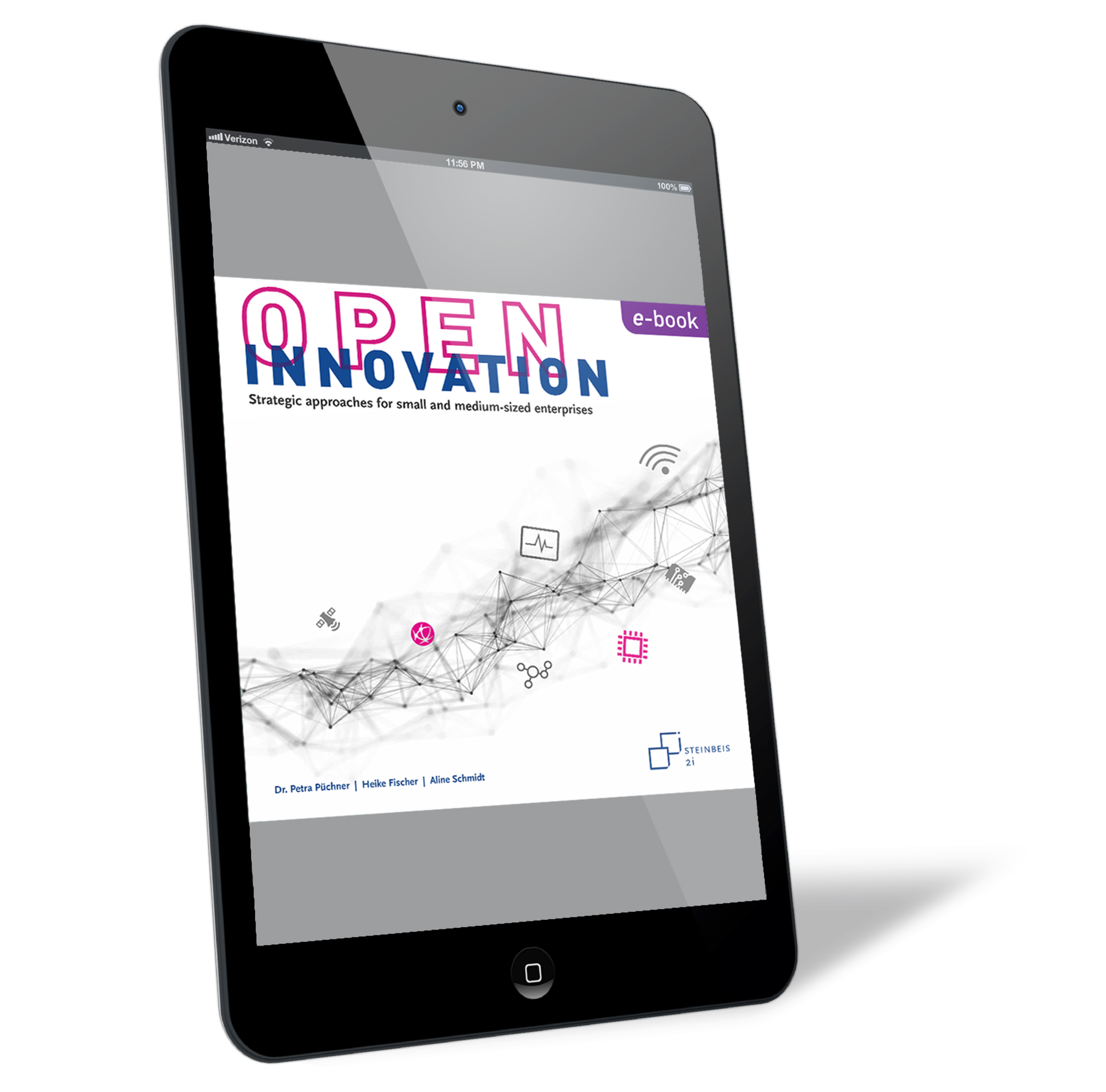 Book cover of 'Open Innovation (E-Book)' by Petra Püchner, Heike Fischer, Aline Schmidt (Eds.), featuring a roadmap-like design.