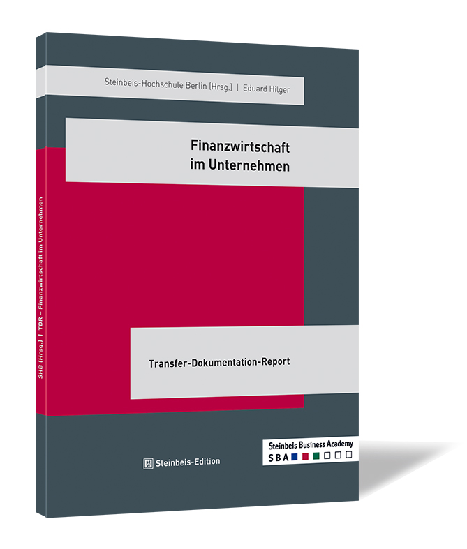 Buchcover von 'Finanzwirtschaft im Unternehmen' von Eduard Hilger | Steinbeis-Transfer-Institut Management und Business (Hrsg.), mit rotem Hintergrund und grauen Akzenten.