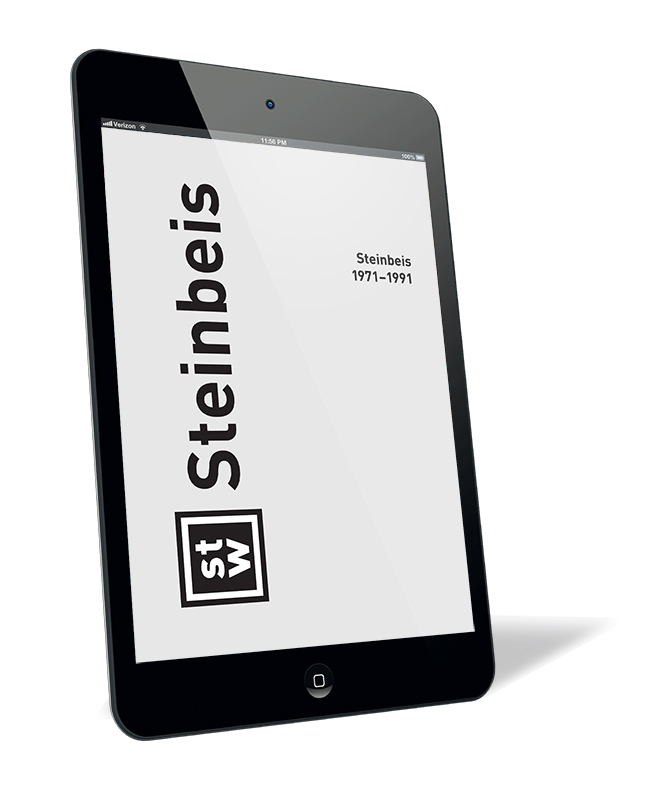 Buchcover von 'Steinbeis 1971–1991' von Günter von Alberti, dargestellt auf einem Tablet mit weißem Hintergrund.